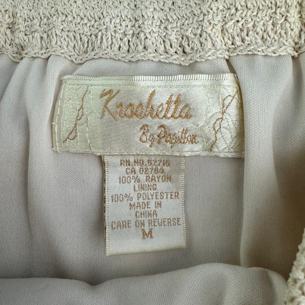 Vintage Kroshetta by Papillon Crochet Beaded 90s Skirt Set Beach Boho Medium - Picture 10 of 12